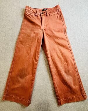 OAT New York Womens red Solid Cotton Stretch Pants Zip Button Pockets Sz 25